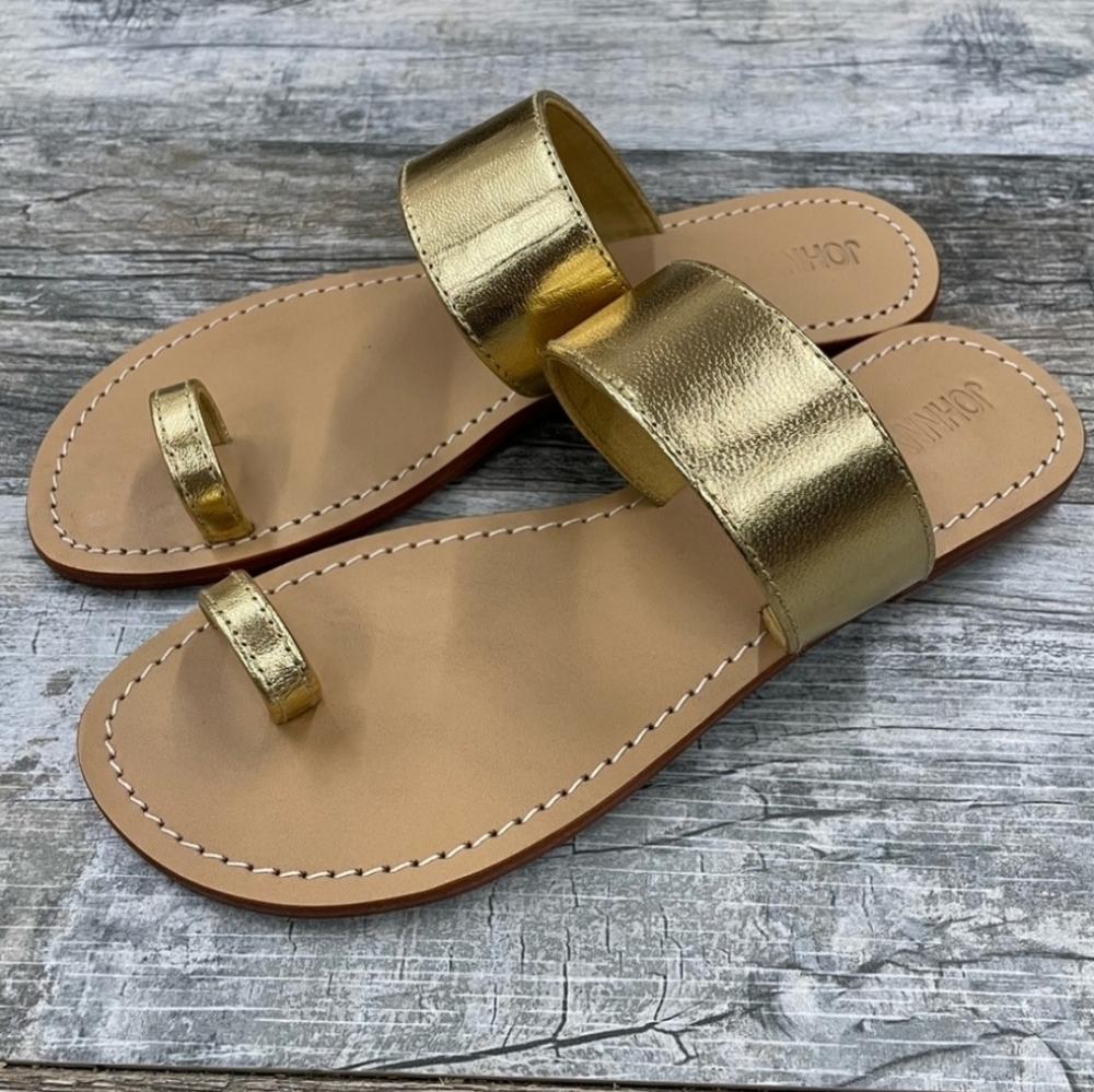 ❌️SOLD❌️Johnny Was Gold Leather Goddess Queen Sandals Shoes Sz 9 - Picture 6 of 9